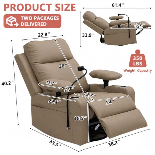 Electric Power Glider Nursery Rocking Chair with Swivel and Recliner