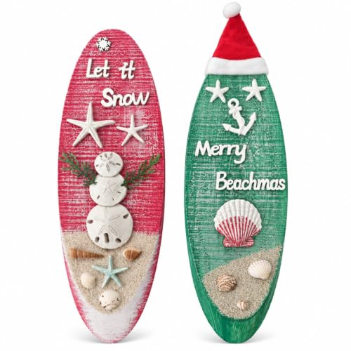 Pechpell 2-Piece Coastal Beach Christmas Wall Art Set