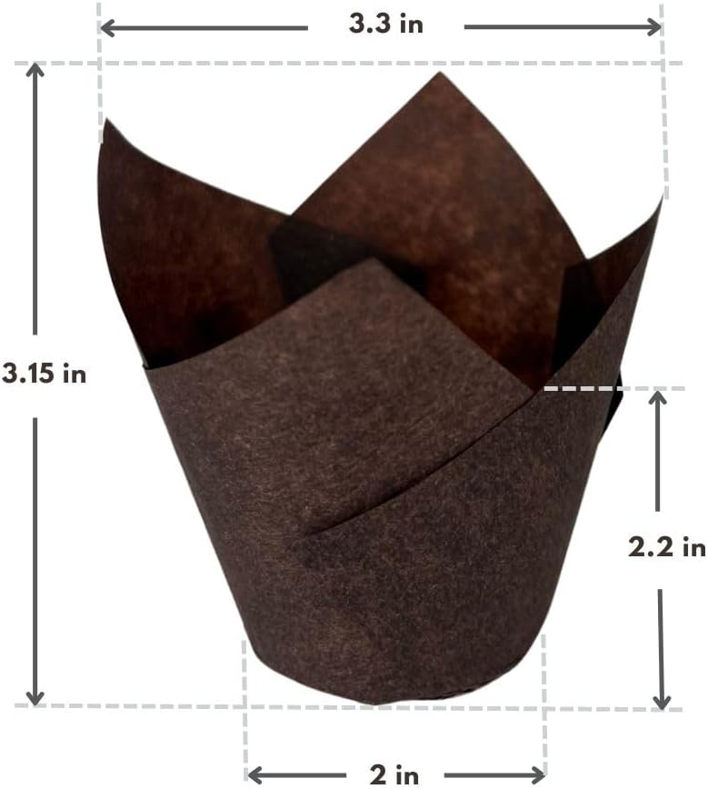 Nordic 150-Pack Brown Tulip Muffin Liners - Odorless, Non-Toxic, Grease-Resistant Cupcake Wrappers for All Occasions | Perfect for Weddings, Birthdays, Showers