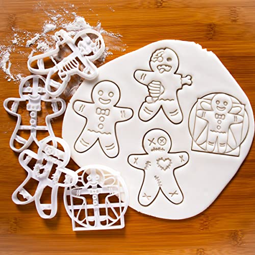 Bakerlogy Gingerbread Man Cookie Cutters Set - 4 Decorative Baking Tools