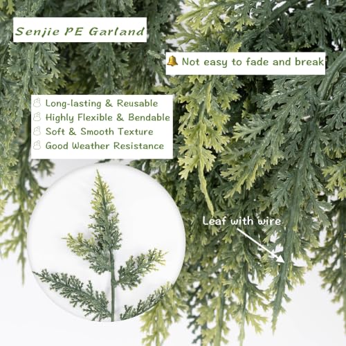 Senjie 6FT Cedar Garland 2-Pack Real Touch Christmas Mantel Decor with Wire - Leaf Variation