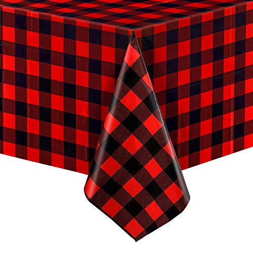Boao 3-Pack Red & Black Buffalo Plaid Tablecloths 51x71 inch Holiday & Party Decor