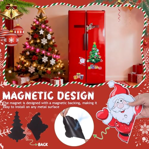 MAGICLULU Christmas Tree Refrigerator Magnet - Festive Holiday Magnetic Sticker, Waterproof & Reusable, 19.68 x 11.81 Inches