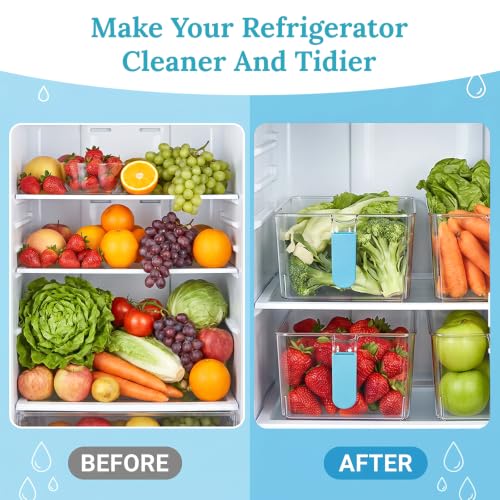 2-Pack Freezer Ice Bins with Scoops - Clear Plastic Ice Storage Organizer