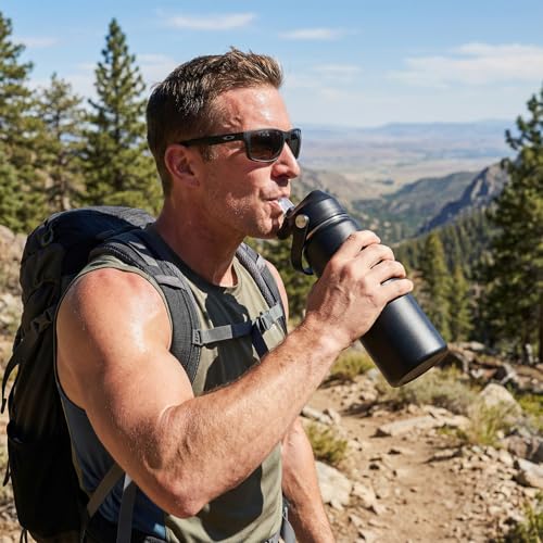 18oz Insulated Stainless Steel Water Bottle with Straw - Vacuum Travel Flask