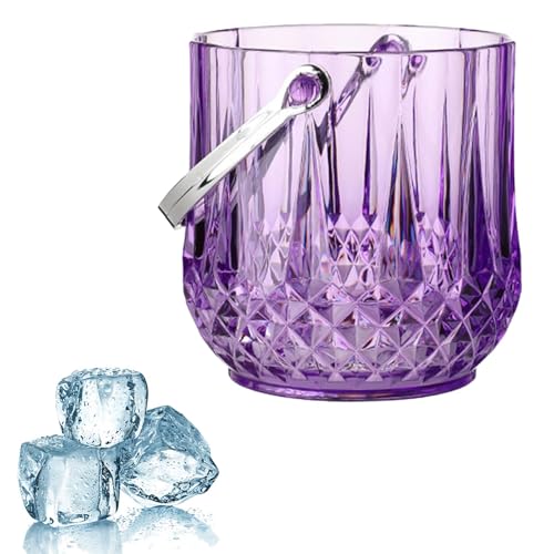 Violet Round Acrylic Ice Bucket for Drinks, Wine & Cocktails - Chilling Tub