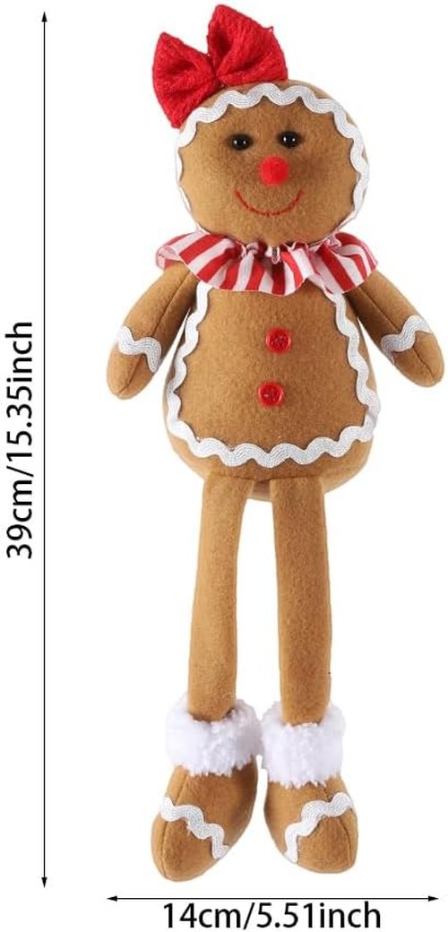 BALONAR Christmas Plush Gingerbread Man Doll - 15 Inch Soft Holiday Decor for Home & Tree