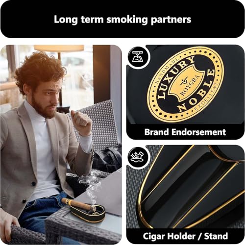 Ceramic Cigar Ashtray for Patio and Home - Heat-Resistant Single Slot