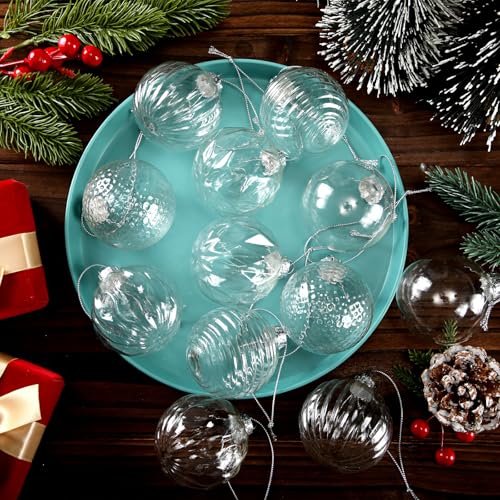 Soulchen 12-Piece Clear Glass Christmas Ornaments 2.36" Ball Set