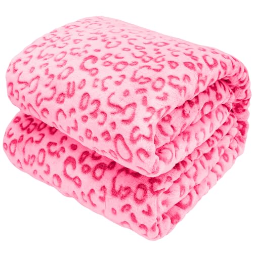 Pink Leopard Print Fleece Throw Blanket, Soft Fuzzy Microfiber for Kids