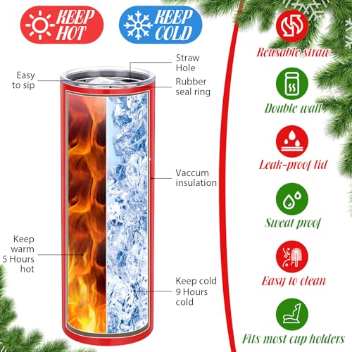 Ziliny 8 Pack Christmas Insulated Stainless Steel Travel Tumblers with Lids and Straws - 20 oz