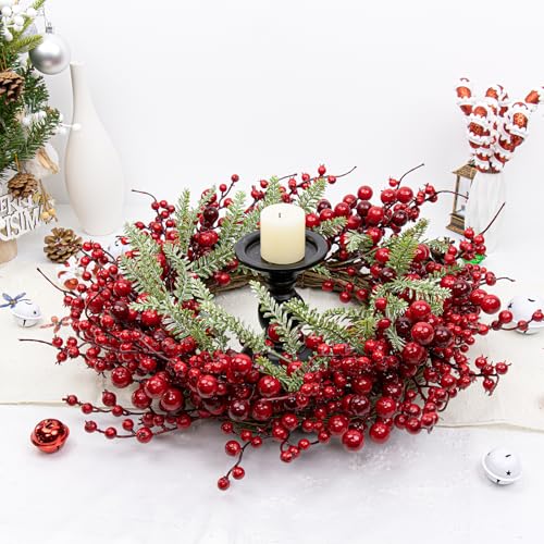 Yawwind Red Christmas Wreath 20 Inches Farmhouse Holiday Decor Front Door