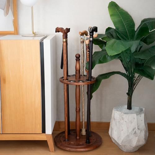 Wooden Cane Holder Stand - Floor Standing Organizer for 10 Walking Sticks