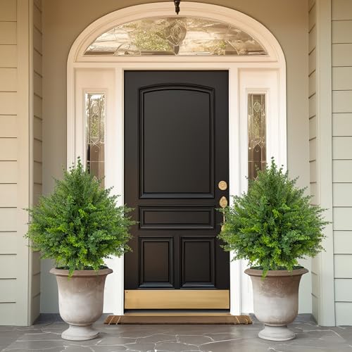 24.5-Inch Artificial Cedar Topiary Trees, UV-Resistant Faux Pine Shrubs - 4 Pack
