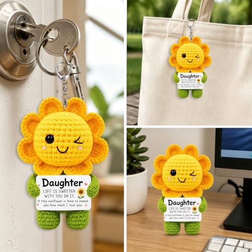 Crochet Sunflower Keepsake Doll - Heartfelt Daughter Gift from Mom & Dad