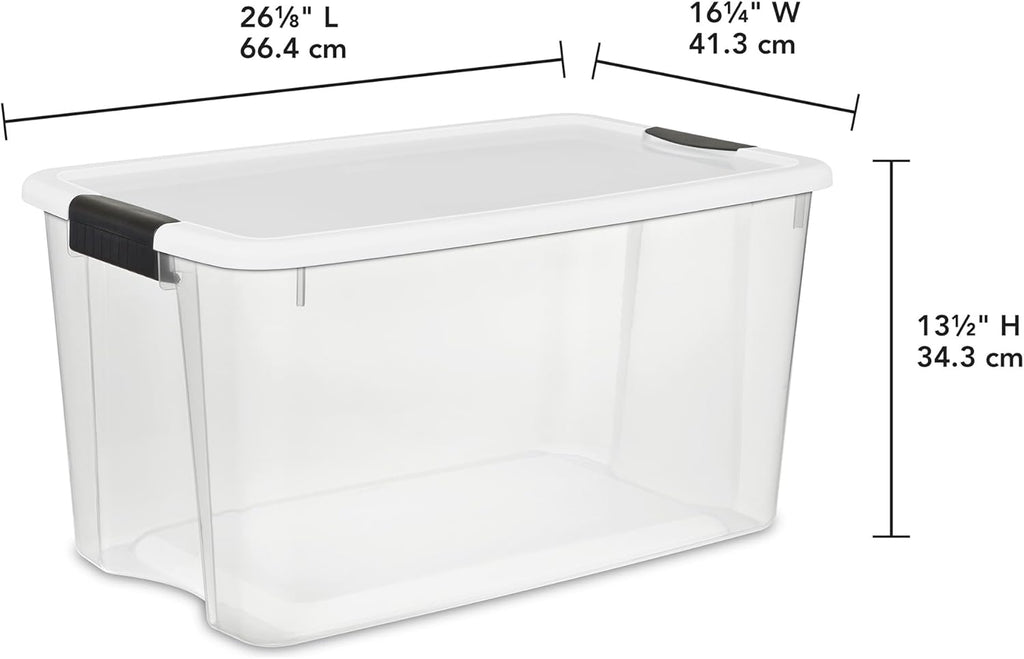 Sterilite 24-Pack Ultra Latching Storage Bins - Clear Plastic, 70 Quart Heavy-Duty Organizing Containers