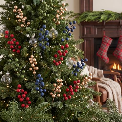 Artificial Christmas Berry Stems – 8 Inch Holiday Faux Berries Pack of 18
