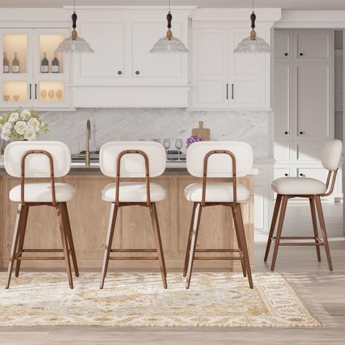 26-Inch Swivel Counter Height Bar Stools, PU Leather Set of 4