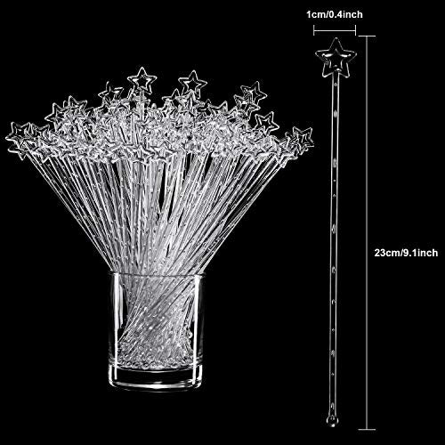 Honoson 100 Pcs Clear Star Plastic Drink Stirrers - Cocktail & Coffee Swizzle Sticks