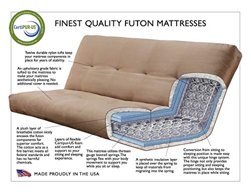 Kodiak Furniture Monterey Queen Size Futon Set in Suede Black | Converts to Bed