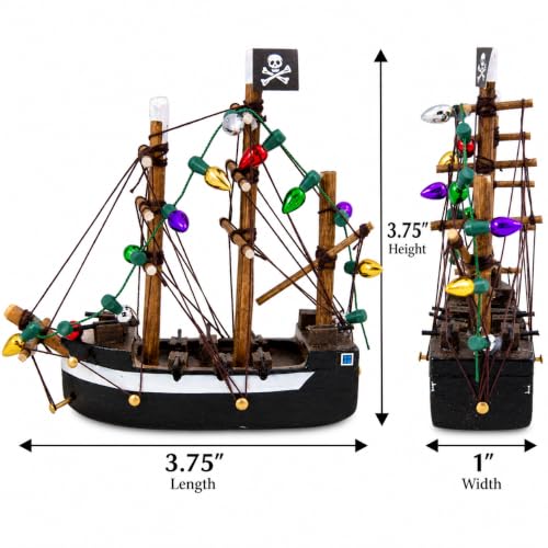 Wowser 3.75-Inch Pirate Ship Christmas Ornament with Mini Lights