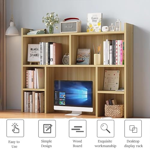 3-Tier Wooden Desktop Bookshelf Hutch with 7 Storage Shelves - White