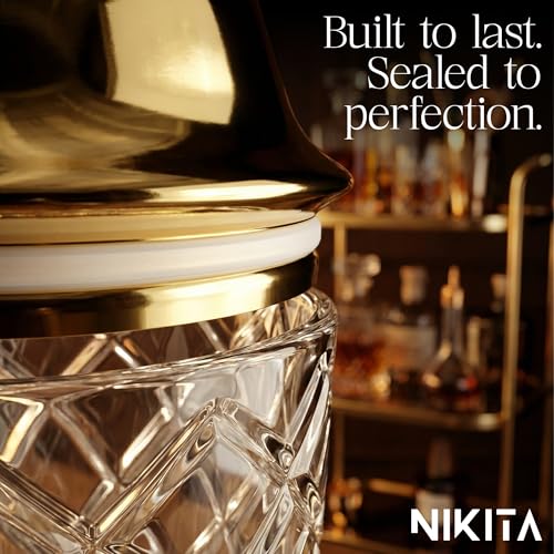 Nikita Gold Cocktail Shaker Set - 5-Piece Bartender Kit with Glass Mixer & Accessories