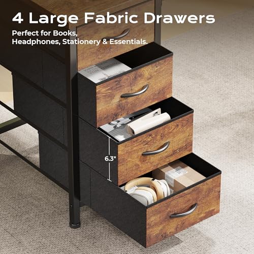 55-Inch L-Shaped Computer Desk with Drawers, Power Outlets and USB-C Port