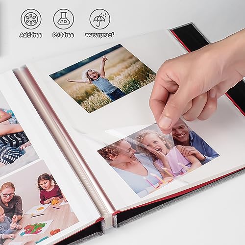 Large Self-Adhesive Photo Album with Linen Cover, 40-Page DIY Scrapbook