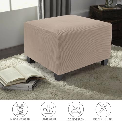 Large Stretch Knitted Ottoman Cover - Soft Jacquard Foot Stool Protector