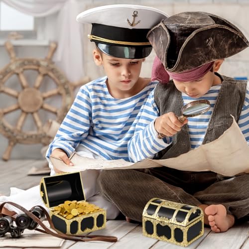 12-Pack Mini Plastic Pirate Treasure Chests for Kids Party Favors