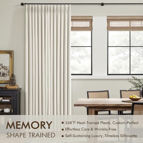 100% Blackout Linen Curtains - Pinch Pleat Design, 40x84 Inches, 2 Panels