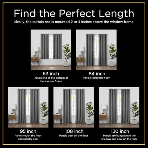 ECLIPSE Andover Solid Tripleweave Thermal Blackout Grommet Curtains for Bedroom (2 Panels), 42 in x 84 in, Beige