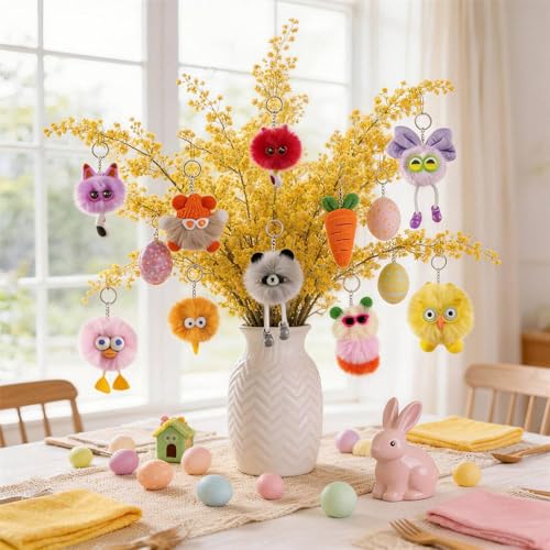 AMZFAVOR 36pcs Plush Animal Keychains Bulk for Kids, Party Favors & Backpacks