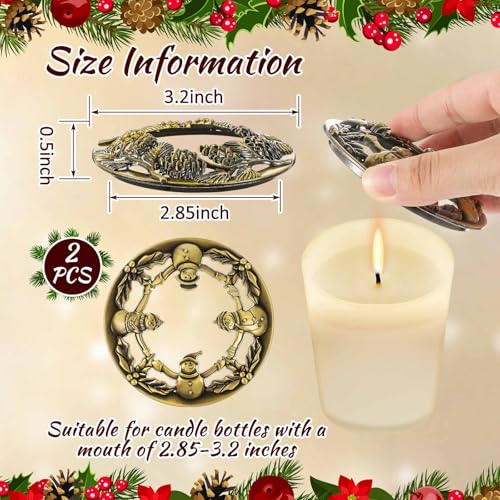 Moxweyeni 2 Pcs Christmas Scented Candle Topper - Lovely Style, Even Burn & Decorative Snowman & Pine Nut Designs