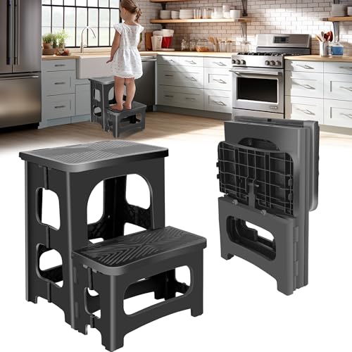 2-Step Foldable Stool, Portable Anti-Slip Step Ladder, 300lb Capacity