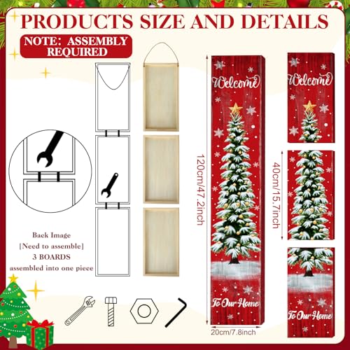 SmoothNovelty Pine Tree Christmas Wooden Porch Sign 47'' Welcome Holiday Decor