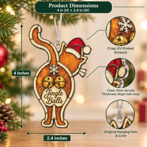 RUSATEN Cat Christmas Ornament – Cat Ornament for Christmas Tree (Variation: Cat)