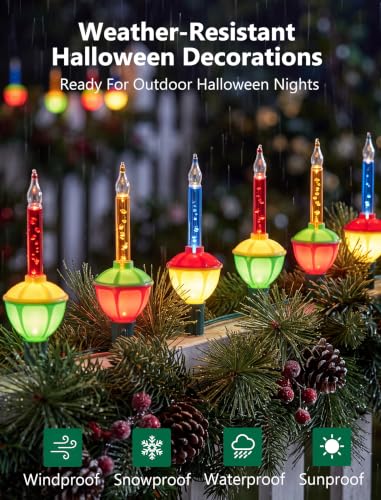 7FT Outdoor Christmas Bubble Lights Set with 8 Colorful Incandescent Bulbs