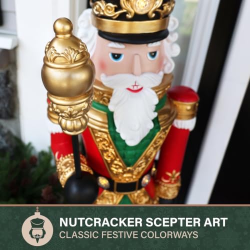 Fraser Hill Farm 3.3 ft Resin Nutcracker Statue with Scepter and 5 LEDs
