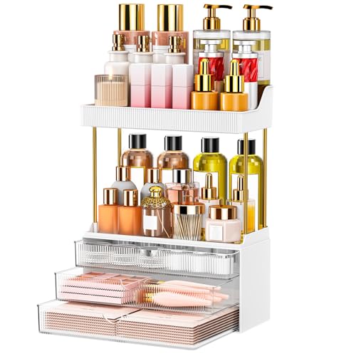 Clear Acrylic 3-Drawer & 2-Shelf Vanity Organizer - 1 Pack