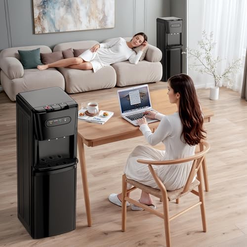 Bottom Loading Water Cooler Dispenser - 3 Temperature Settings, Matte Black