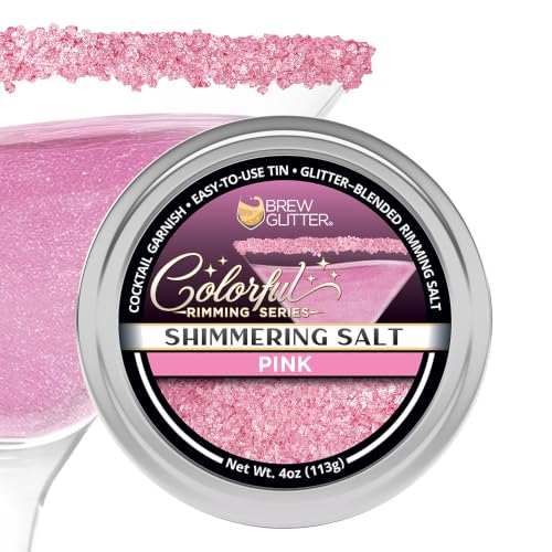 Bakell Pink Glitter Rimming Salt - Edible Cocktail Garnish, 4oz Pack