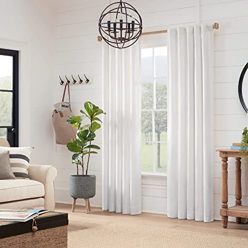 Farmhouse Adjustable Curtain Rod with Square Finials, 76 to 144 Inch