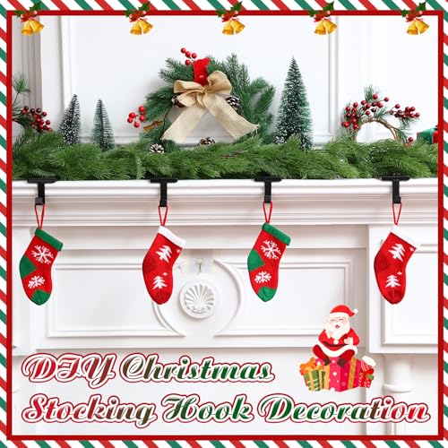 Zhengmy Black 4 Pack Christmas Stocking Holder for Mantel - Heavy Duty