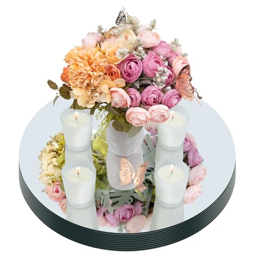 10-Inch Round Acrylic Mirror Trays for Table Centerpieces, 10 Pack