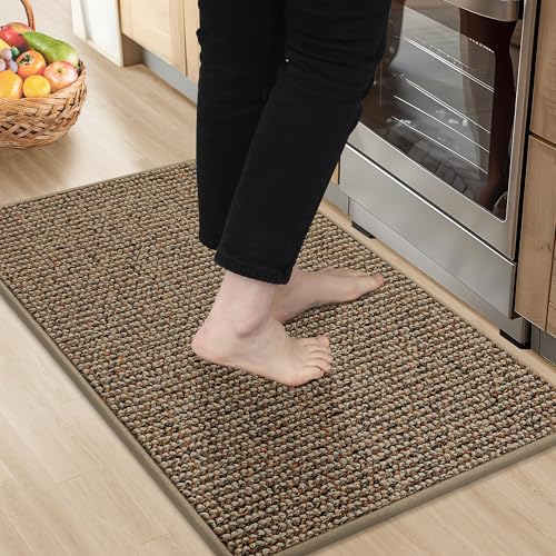 Non-Slip Kitchen Rug 20"x32" - Absorbent Machine Washable Floor Mat (Taupe)