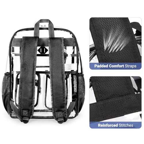 17-Inch Clear Backpack Heavy Duty Transparent Bookbag for School & Work