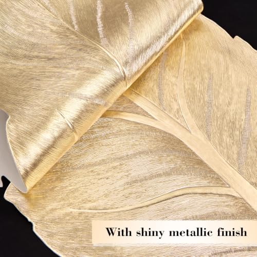 Evevda Gold Table Runner 36 In. with Gold Leaf Vinyl, Heat-Resistant
