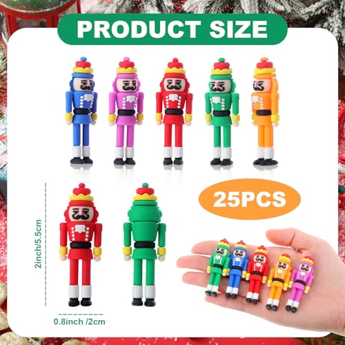 Mini Nutcracker Soldier Figures (25-Pack) - 2" Colorful Christmas Ornaments